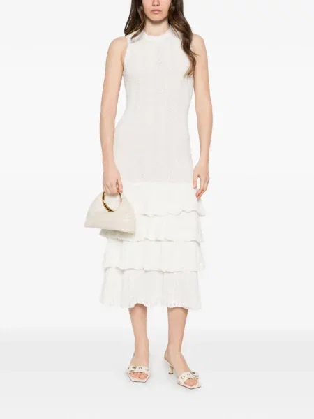 Rochie midi Twinset cu volane alb