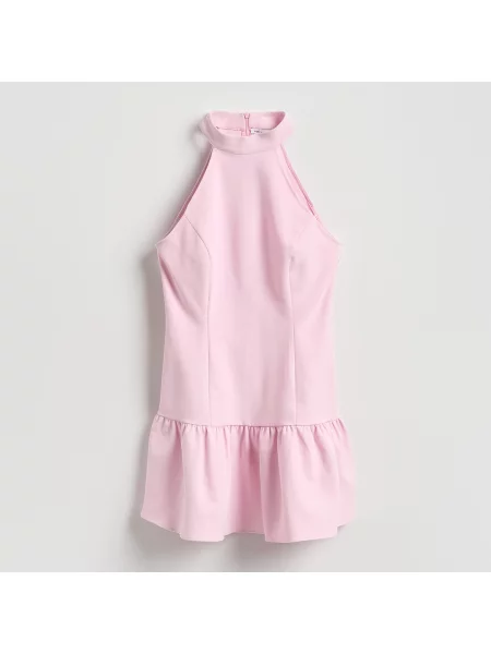 Reserved Mini šaty s výstřihem halter růžová