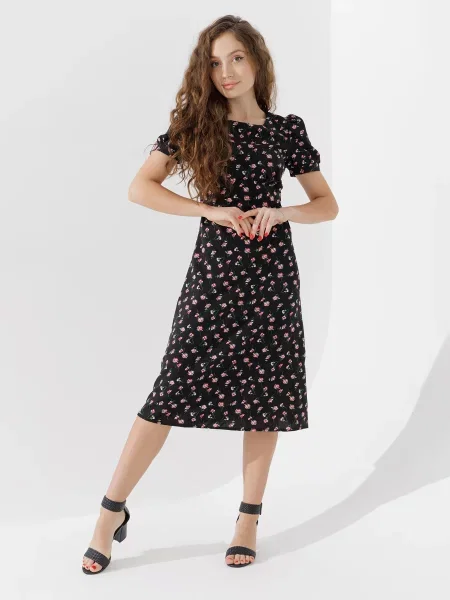 LAWA Сукня міді Поліестер/еластан чорний