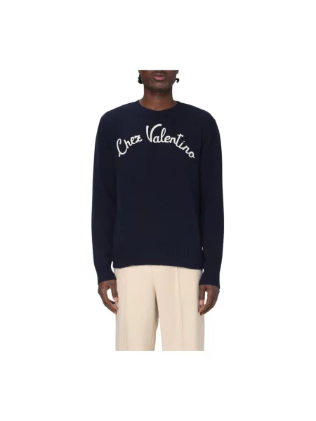 Lniany sweter Valentino niebieski