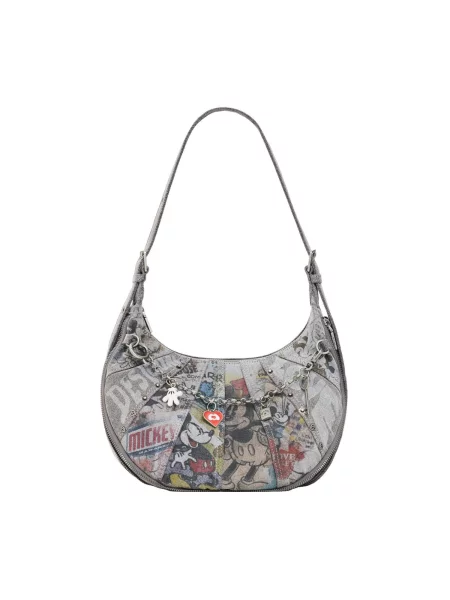 Desigual Geantă de umăr Disney™ gri denim argintiu negru