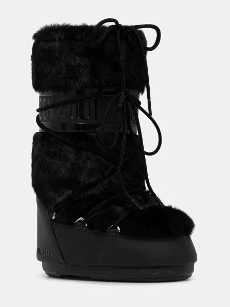 Cizme De Zăpadă Pentru Femei Moon Boot Icon Faux Fur negre