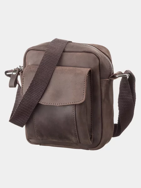 Кожаная сумка через плечо Shvigel коричневая