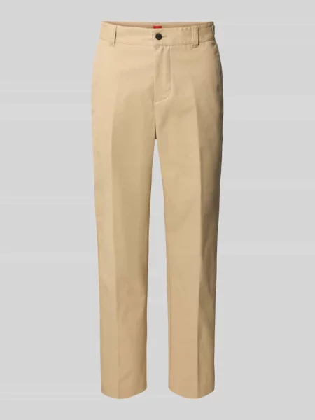 Chinosy o kroju slim fit z czystej bawełny model ‘GENAR’ Hugo beżowe