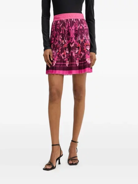 Mały spódnica jeansowa Versace Jeans Couture z nadrukiem plisowana fioletowa