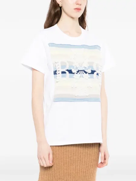 Tricou Barrie din cașmir cu autograf alb