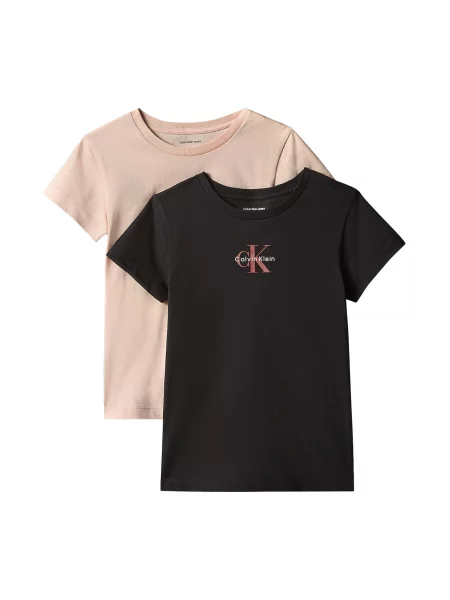 Calvin Klein Jeans Majica rosé / vatreno crvena / crna bijela