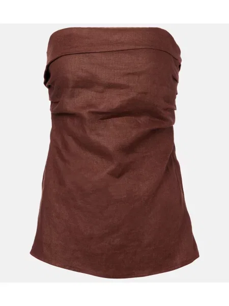 Lniany top Faithfull brązowy