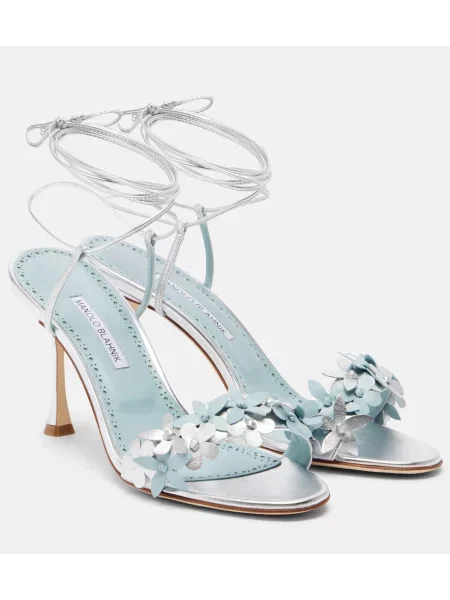 Sandale Manolo Blahnik din piele cu model floral