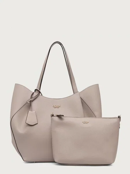 Guess geantă shopper pentru femei cu imitație de piele AMORETTE bej