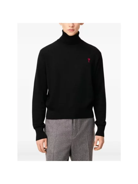 Haftowany sweter Ami Paris czarny