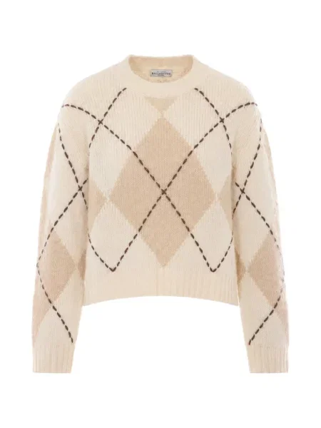 Pulover Ballantyne tricotate cu model argyle alb