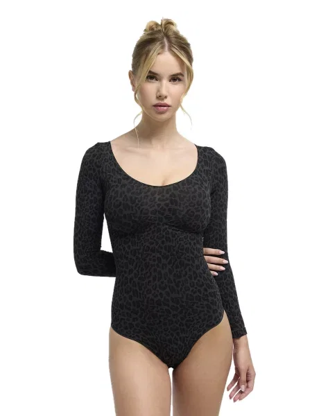 Cfab Alakformáló body Bodysuit Sculpting Shapewear Longsleeve mit Slip farmer fekete