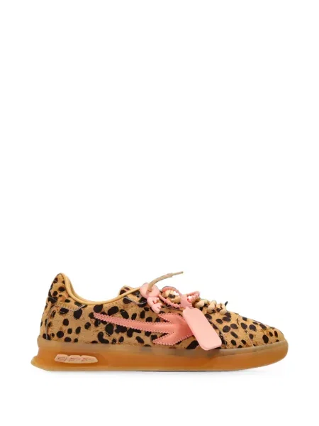 Sneakerși Off-white cu imagine cu model leopard alb