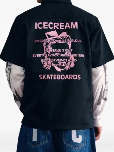Tricou polo Icecream cu imagine negru