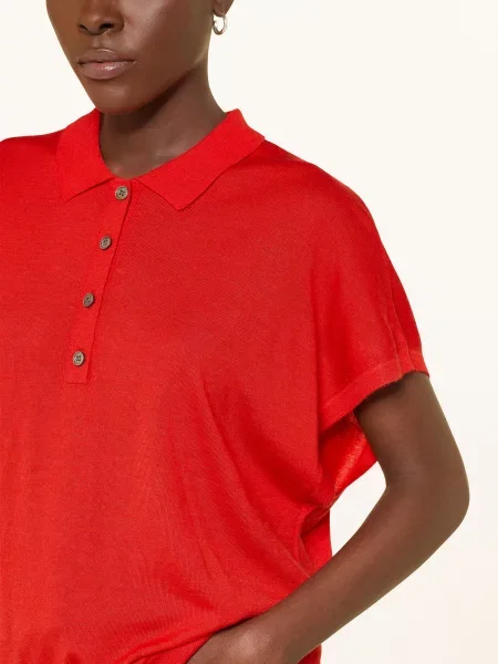 Lilienfels Pletené Polo Tričko S Merino Vlnou červená