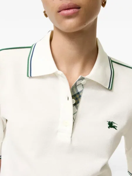 Kockás levágott pólóing Burberry fehér
