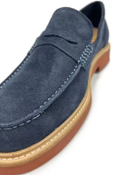 Pantofi loafer Bekk din piele de căprioară albastru