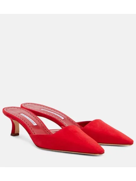 Mules Manolo Blahnik iz semiša rdeča