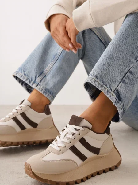 Sneakers cu platformă cu model geometric Tillia maro