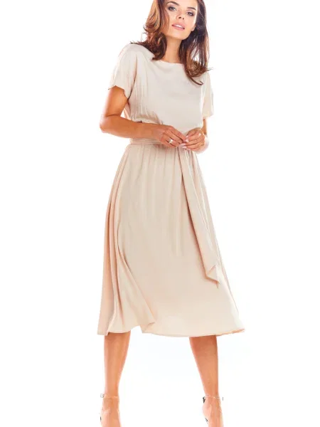 Midi obleka Awama bež