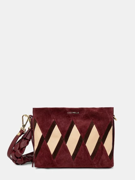 Велурена чанта Coccinelle BOHEME NEW GEOMET.PATCH бордо