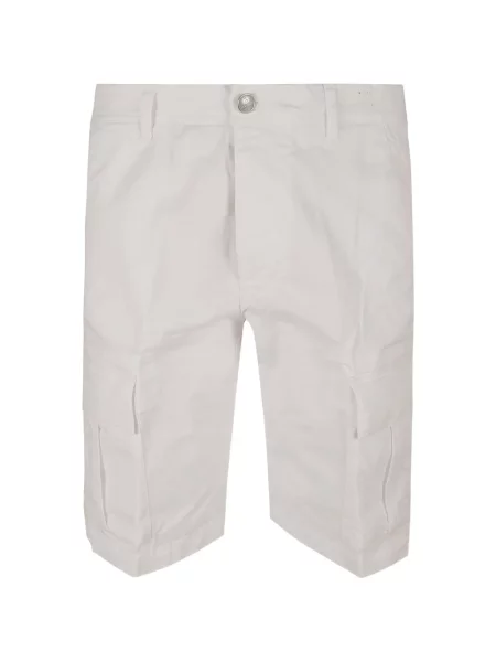Pantaloni scurți cargo Barba din țesătură twill alb