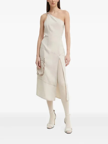 Rochie Résumé cu un umăr gol de costum alb