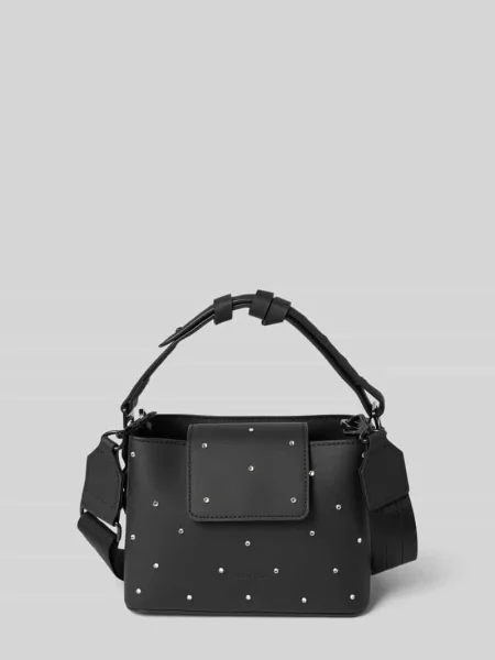Torebka z obszyciem kamieniami stras model ‘Spläshini’ Gaston Luga czarna