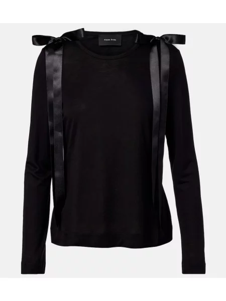 Top Simone Rocha cu funde din jerseu negru