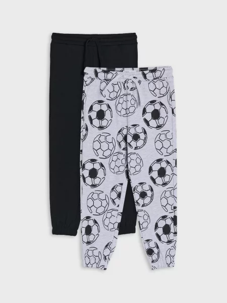 Sinsay Teplákové kalhoty jogger s fotbalovým motivem 2 pack černá