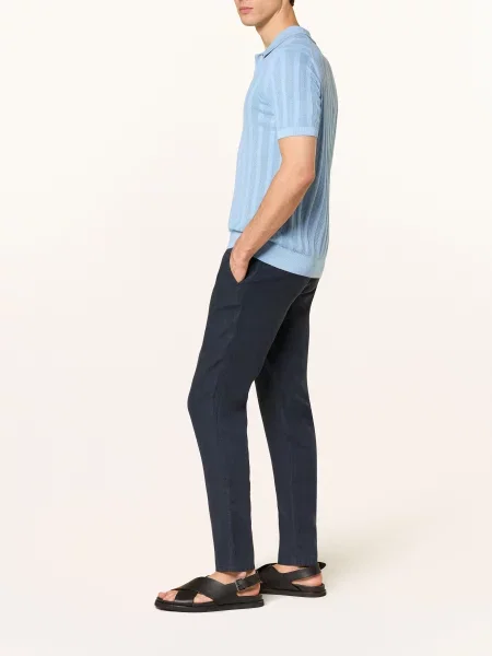 Alberto Lněné Kalhoty House V Joggingovém Stylu Tapered Fit tmavě modrá