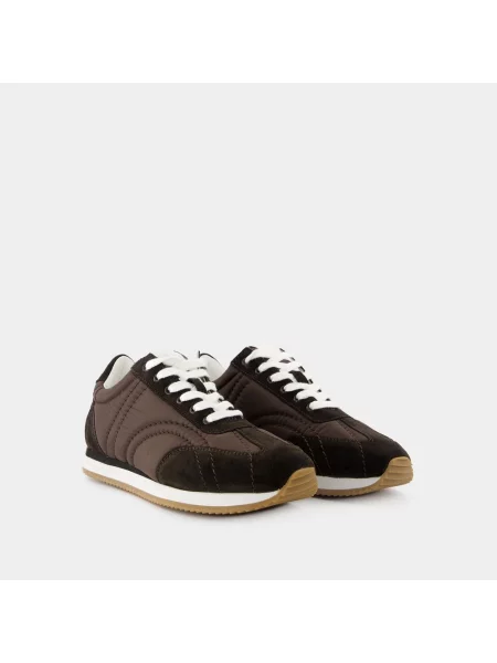Lniane sneakersy Toteme brązowe