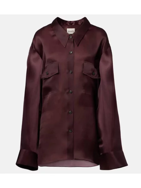 Cămașă Khaite de mătase bordo