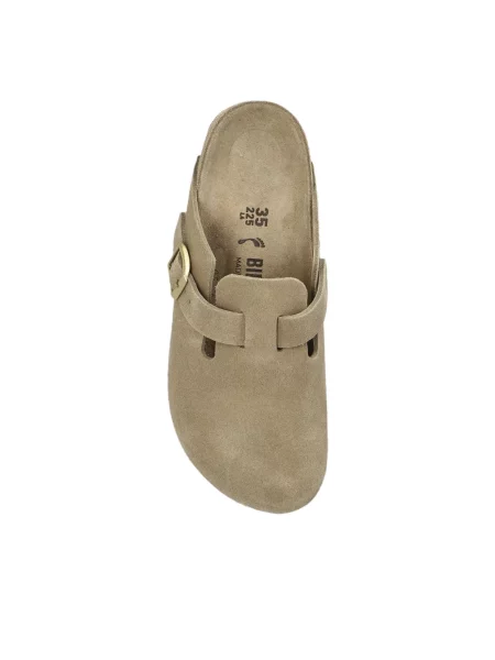 Klapki Birkenstock zamszowe beżowe