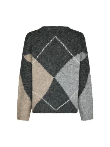 Sweter Neo Noir wełniany w kratę