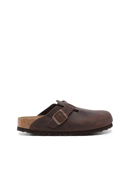Klapki Birkenstock skórzane brązowe