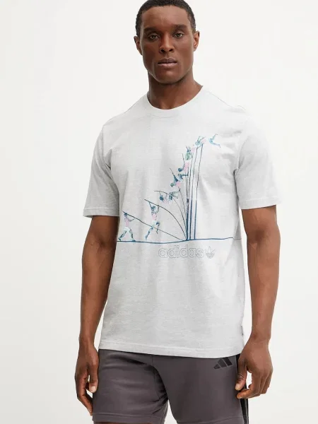 Тениска adidas Originals TS Pole с принт сиво