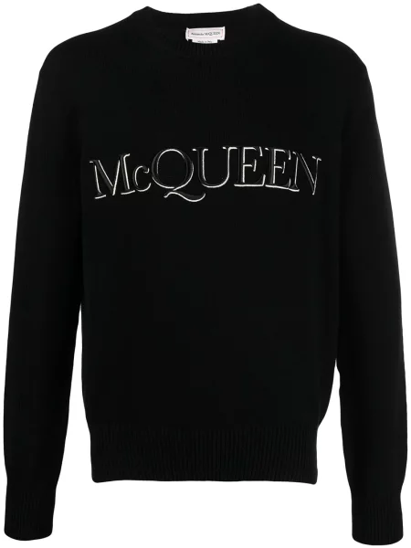 Pulover Alexander Mcqueen cu broderie tricotate negru