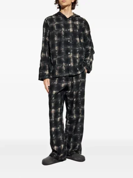 Pijamale Diesel în carouri cu glugă gri