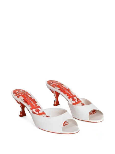 Kožené lakované mules Dolce & Gabbana bílé