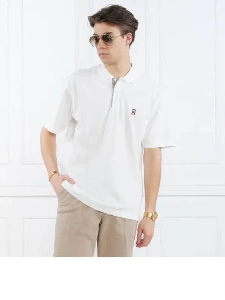 Tommy Hilfiger Tenisz póló MONOGRAM PLACKET ARCHIV fehér