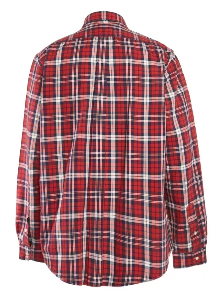 Карирана ленена риза Polo Ralph Lauren с принт синьо