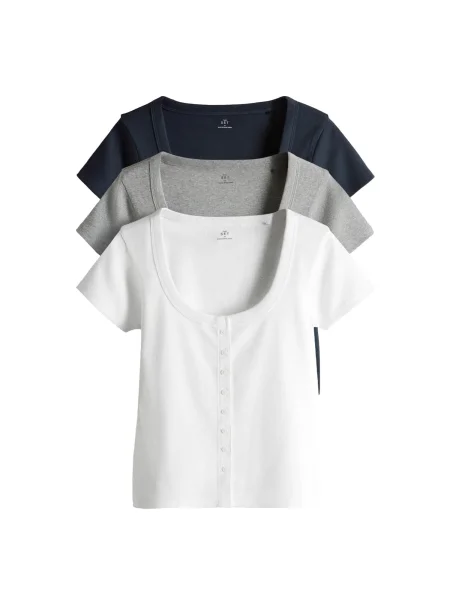 The Set Tricou bleumarin / gri alb