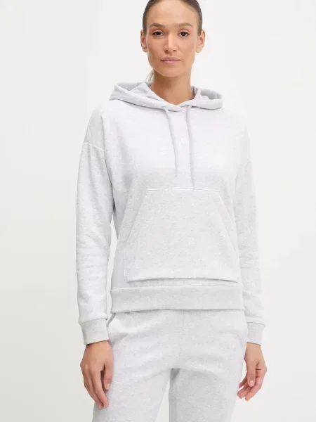 Adidas bluza Essentials Small Logo Feel Cozy Hoodie z kapturem melanżowa szary