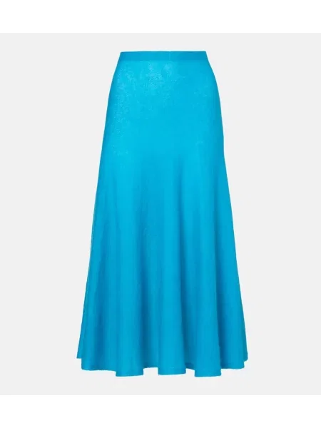 Spódnica midi Alaïa wełniana do kolan niebieska