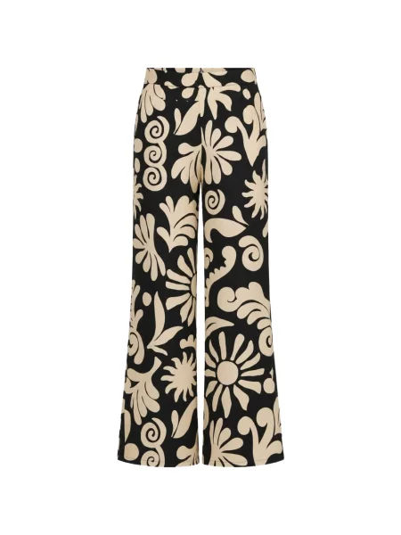 Pantaloni Cala De La Cruz cu model floral cu imagine negru