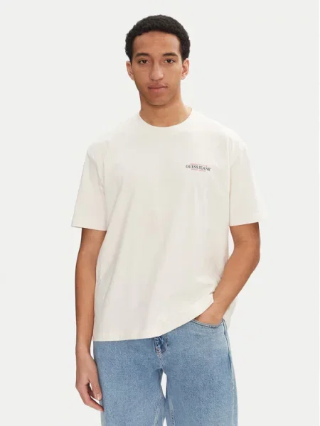 Guess Jeans T-Shirt Écru Overshirt Fit beżowa