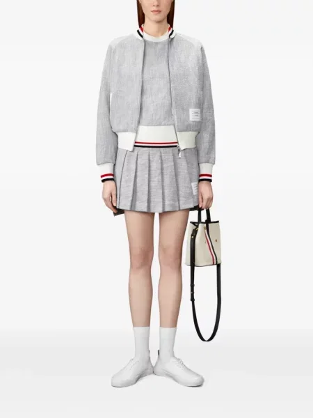 Ριγέ μπλούζα Thom Browne tweed γκρι