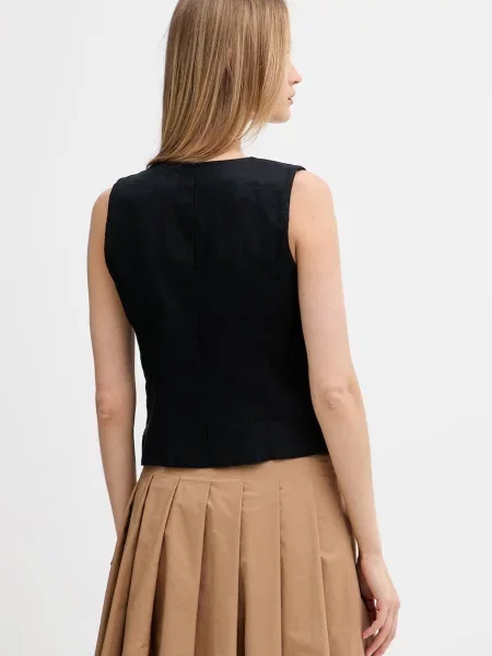 Tommy Hilfiger kamizelka jednorzędowa z lnem czarna